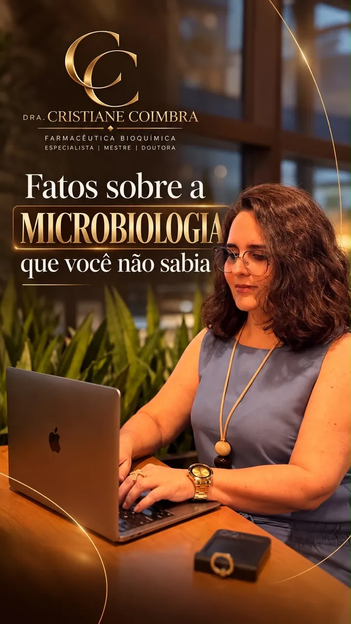 Dra. Cristiane no notebook. Fatos sobre a microbiologia que você não sabia